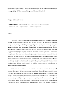 Po-Fotografia, [w:] W kadrze i poza. Fotografia, teksty, projekcje Po-Fotografia, [w:] W kadrze i poza. Fotografia, teksty, projekcje