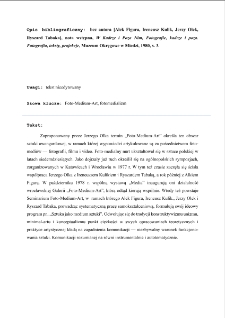 nota wstępna, W Kadrze i Poza Nim, Fotografie, kadrze i poza. Fotografia, teksty, projekcje