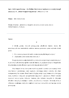 Rola kamery i objektywu w rozwoju fotografji artystycznej. II